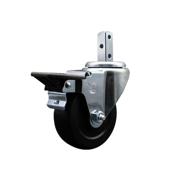 4'' Hard Rubber Wheel Swivel 7/8'' Square Stem Caster with Brake